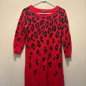 Express Red and Black Leopard Print Sweater